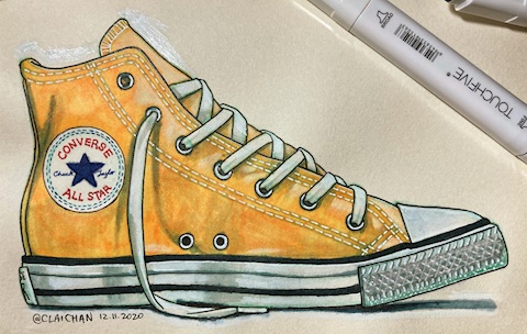 Yellow Converse - (On Alcohol Markers)