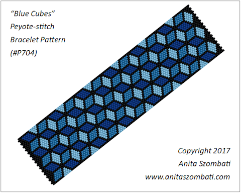 Blue Cubes Peyote Bracelet Pattern