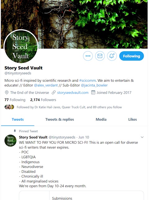 Story Seed Vault is on Twitter!