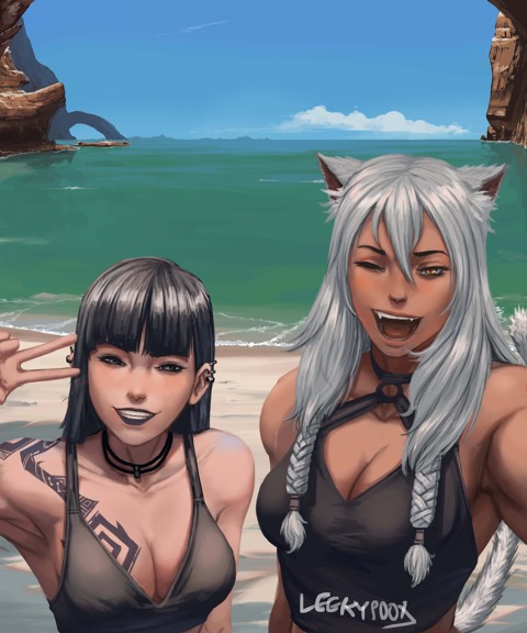 Umbra and Ailis attempting a selfie