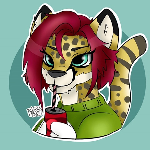 Cheetah drinking a soda