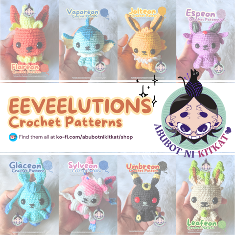 Pokemon Crochet Pattern for All 8 Eeveelutions + Eevee Amigurumi Pattern -  Abubot ni Kitkat's Ko-fi Shop