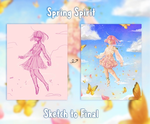 Spring Spirit Sketch to Final