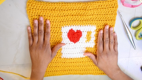 Crochet Ko-Fi Button Patch Free Pattern