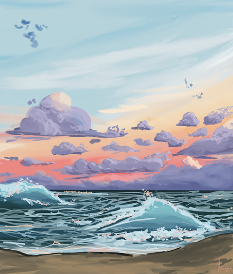 Ocean Sunset Painting - Second in Series