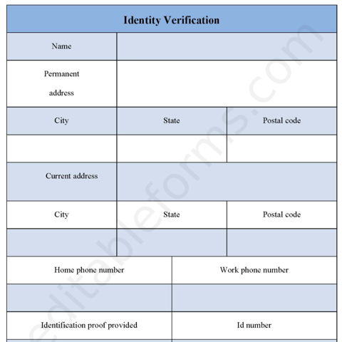 Identity Verification Fillable PDF Template - Editable Forms's Ko-fi ...