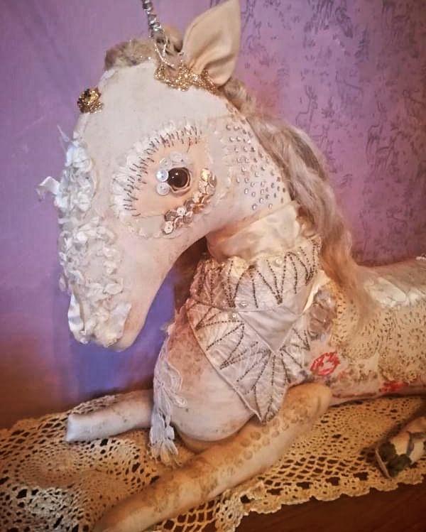 Unicorn Textile Art sculpture