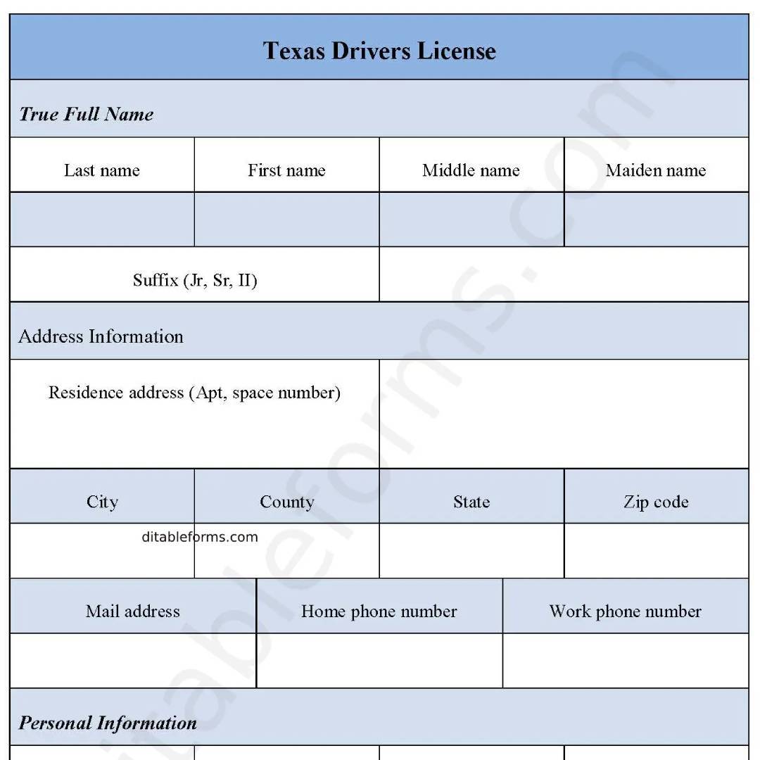 Texas Drivers License Fillable PDF Template - Editable Forms's Ko-fi ...