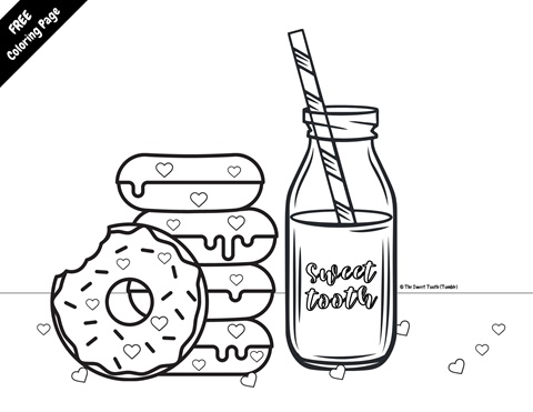 DONUTS & MILK Coloring Page