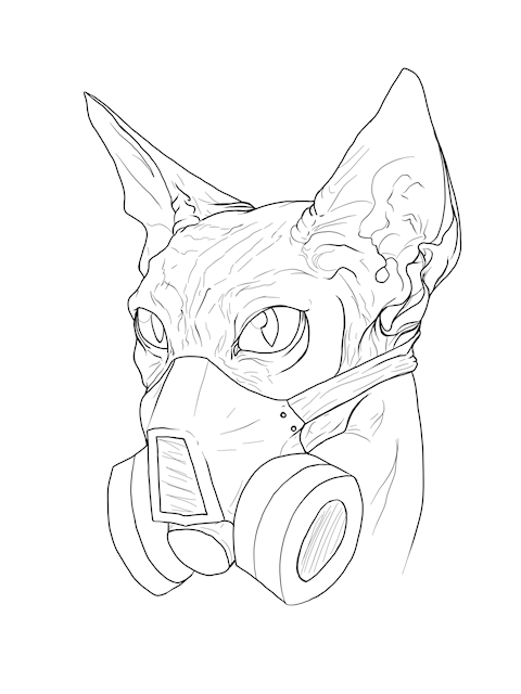 Inked masked cat