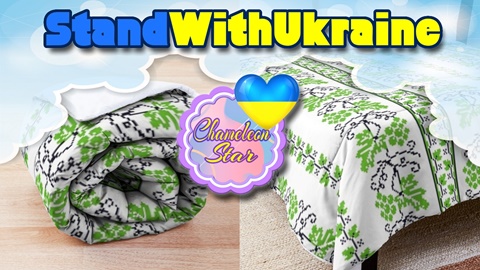 StandWithUkraine: UA ornaments on comforter