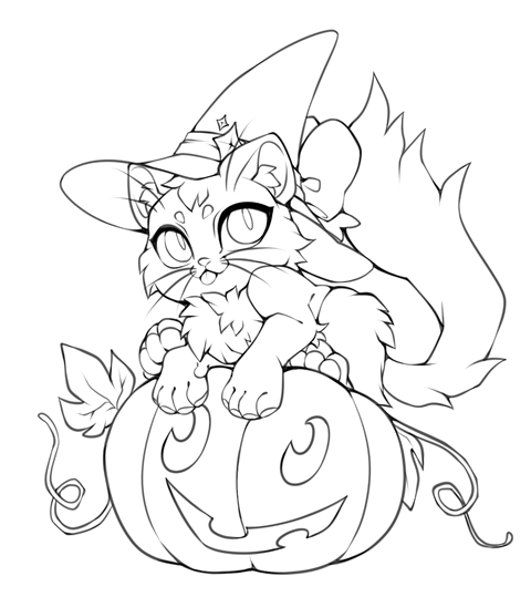 Pumpkin Cat Coloring Page - CandiCorn Art's Ko-fi Shop - Ko-fi ️ Where