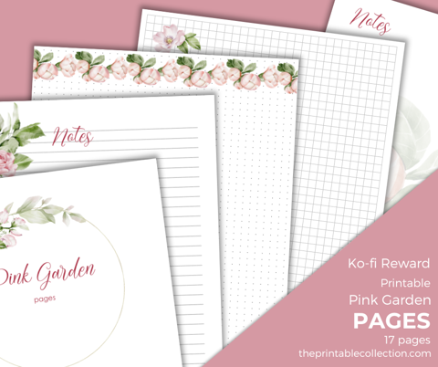 Printable Pink Garden Pages