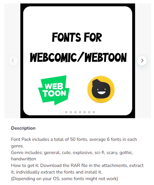 Font Pack for Webtoon/Webcomics