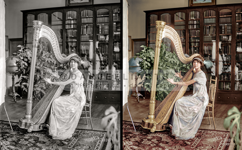 The Harpist (Colourized)