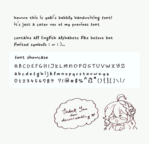 Yuki's bubbly handwriting font - Yukiko's Ko-fi Shop