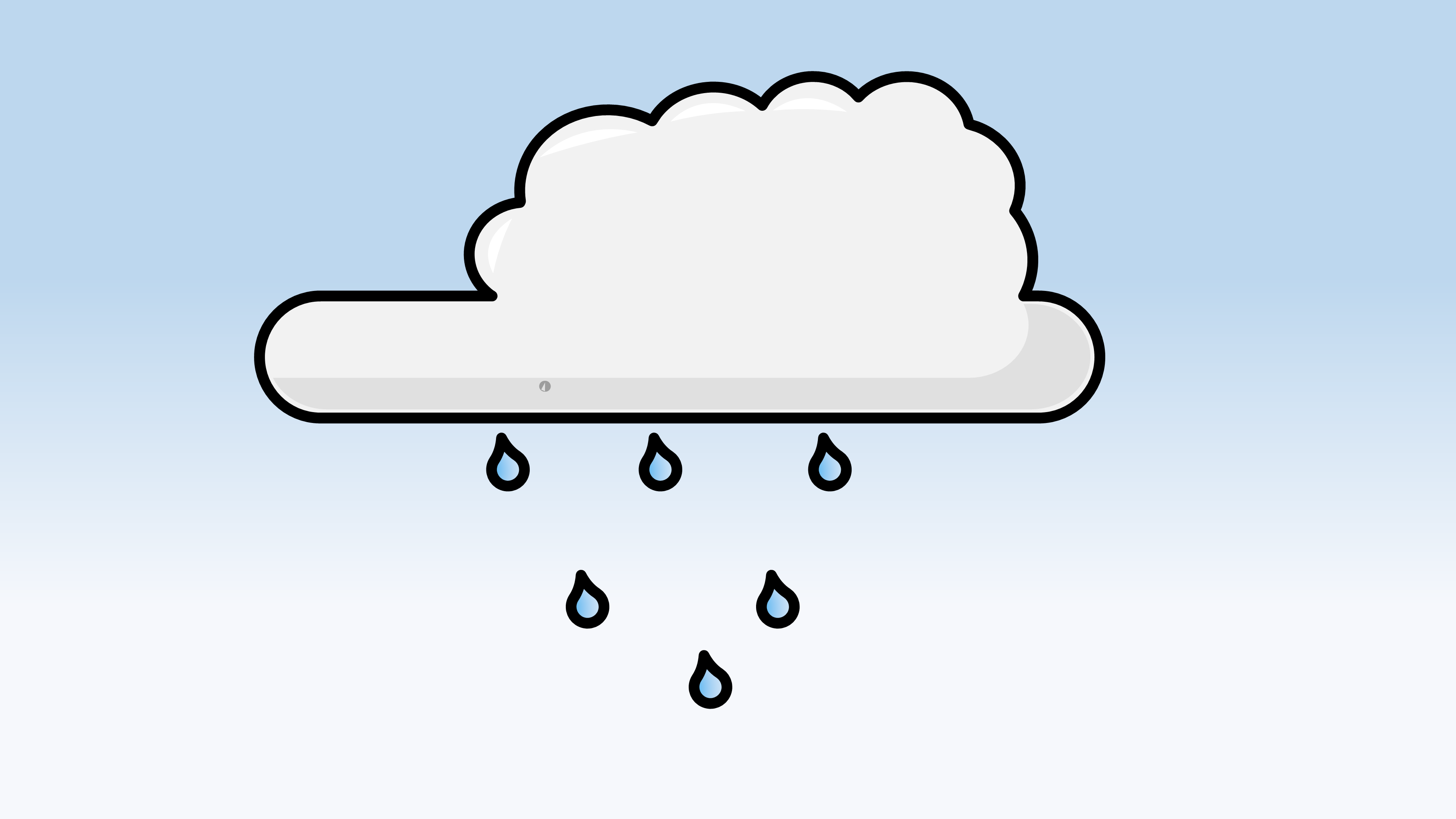 Simple Raining Cloud Vector 2d Flat Illustration In Microsoft