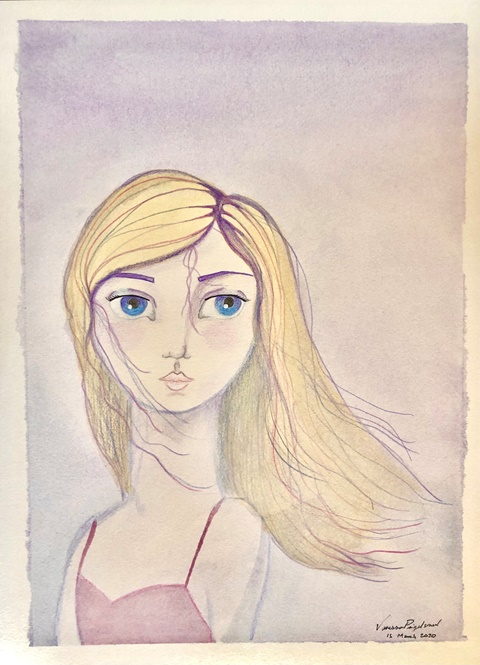Watercolor Wistful Girl