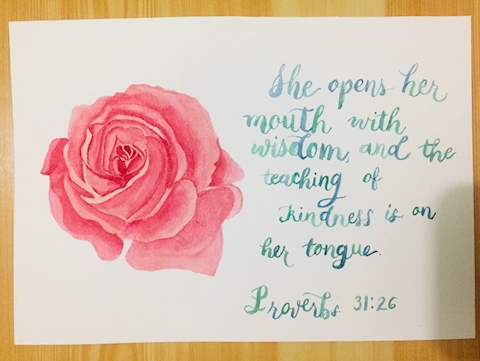 Proverbs 31:26 with rose