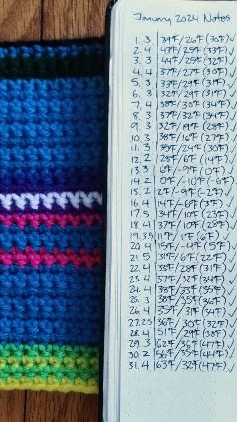 Temperature Table Runner, January and February 