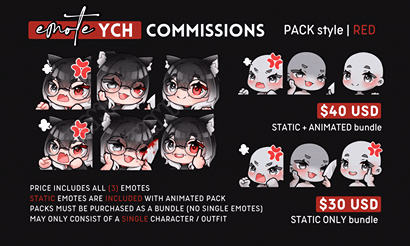 Emote Bundle YCH comms now open! ♥