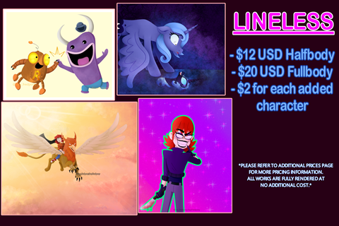 Lineless Commissions Price Sheet
