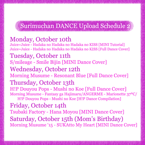 Surimuchan DANCE Upload Schedule 2