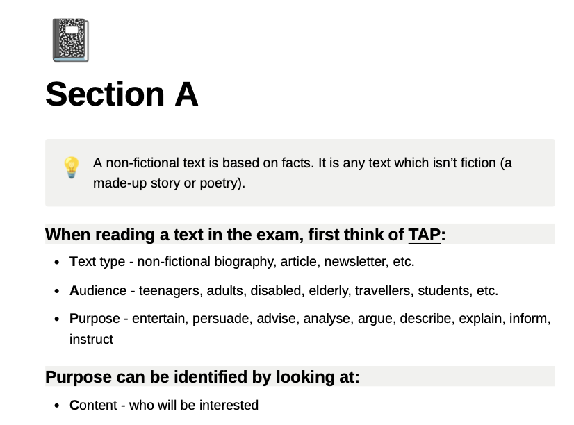 English Language B IGCSE - Section A Tips - Khadeeja Yasser's Ko-fi ...