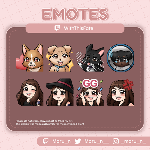 Twitch Emote set commission for WithThisFate