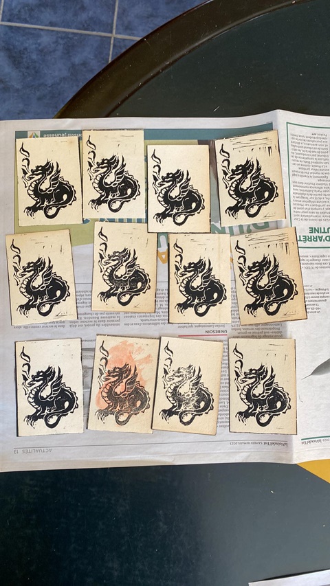 Peek at the Lincocut Cards for Dragons!