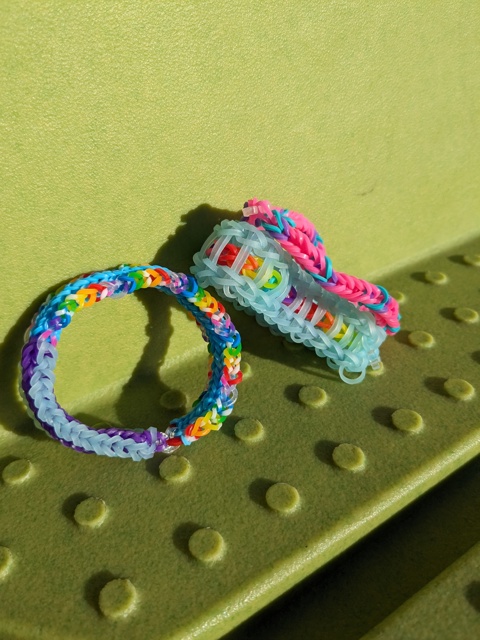 I made a few more rainbow loom bracelets.