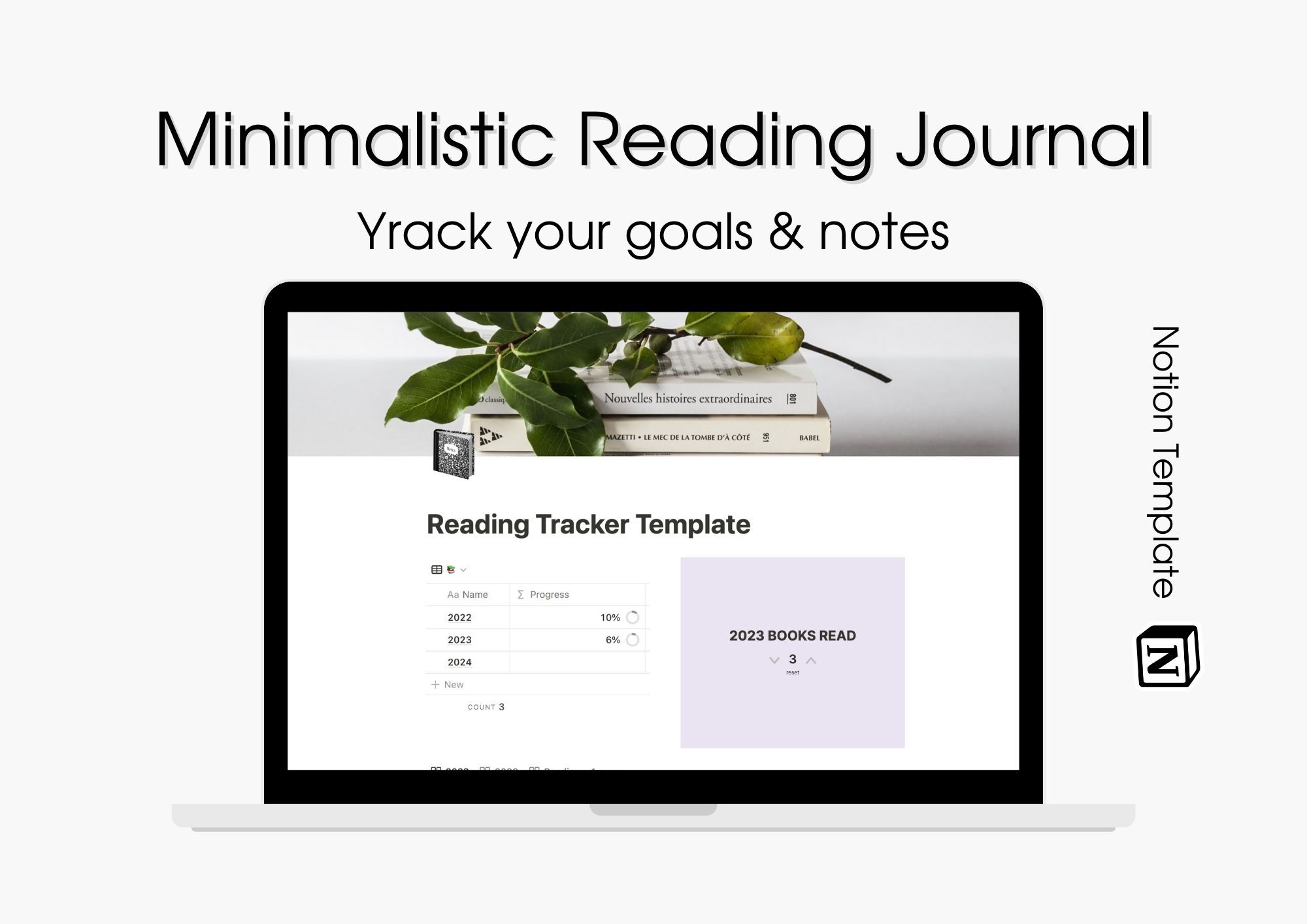 Minimalistic Reading Tracker Notion Template - Hanna's Ko-fi Shop