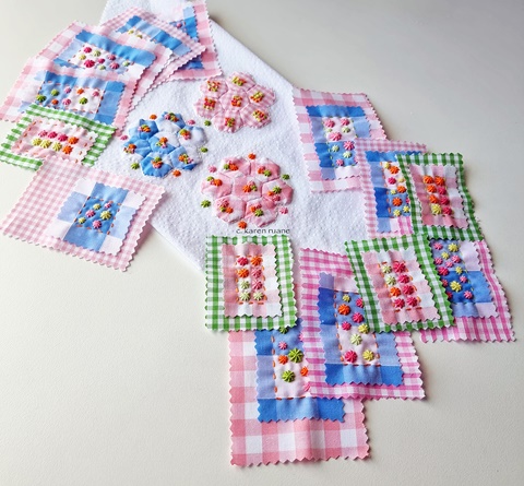 patchwork with embroidered gingham