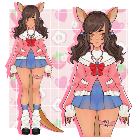 Kangaroo Girl Gyaru outfit VTUBER commission