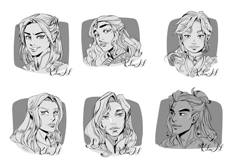 Avatar Commission. Icons in greyscale. x 6 