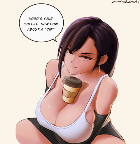 Tifa brings you a coffee 👀