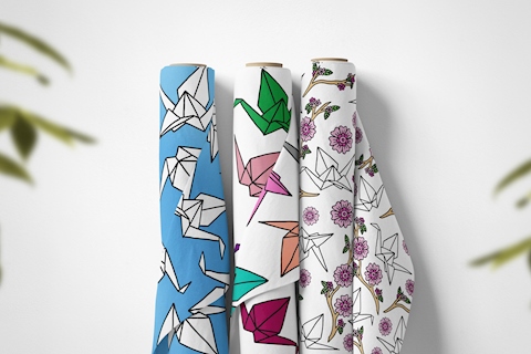 Origami Cranes Patterns on Fabric