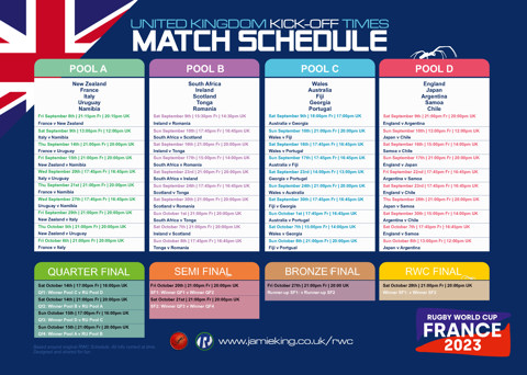 I Created these Rugby World Cup Match Schedules
