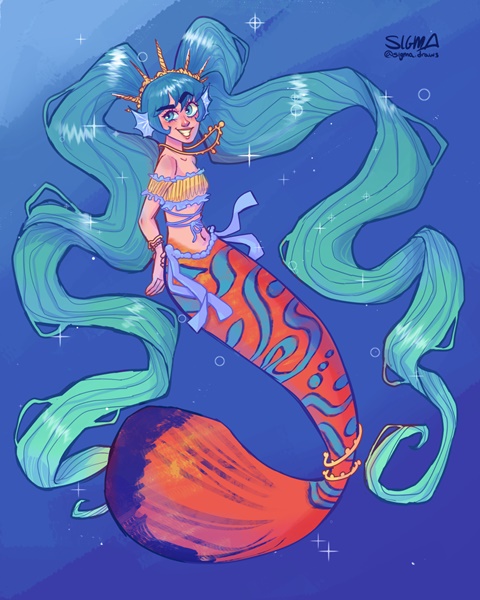 Hatsune Miku as a mermaid