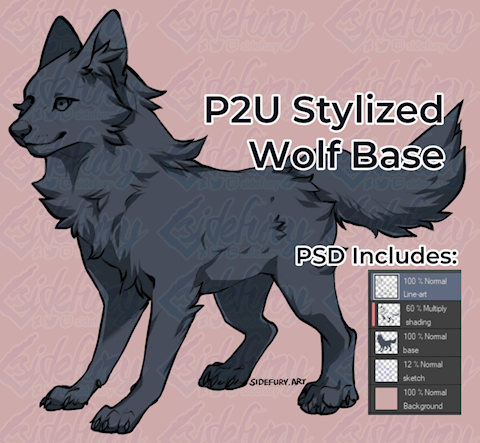 P2U Stylized Wolf Base - PSD File Download - sidefury's Ko-fi Shop - Ko ...