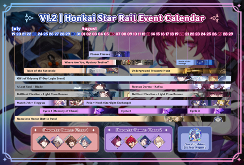 Honkai Star Rail Version 1.2 Calendar (Phase 2)