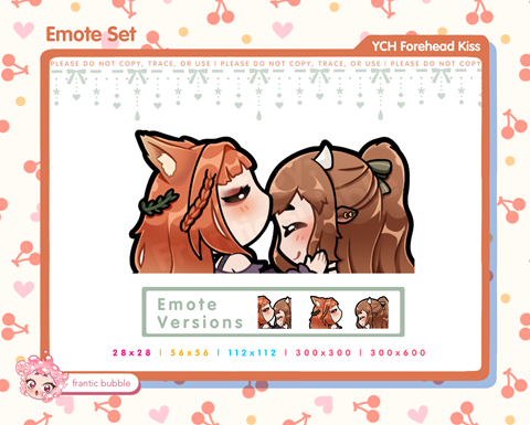 ❤ YCH Forehead Kiss ❤ Emote Set for @VixeyVT  