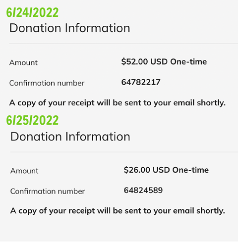 6/24-6/25 weekend donations