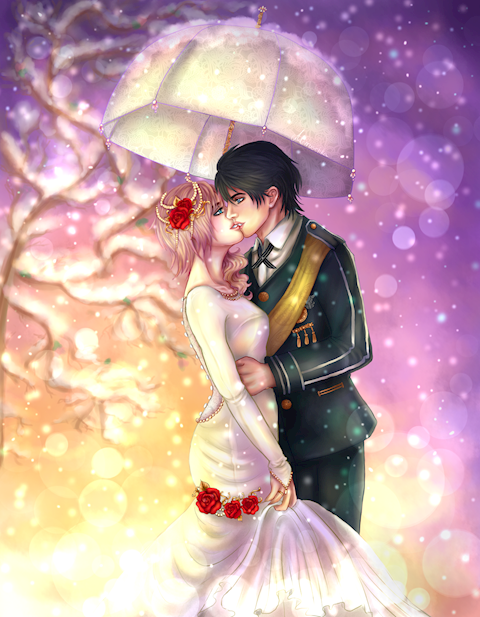 Snowfall Sunset Wedding