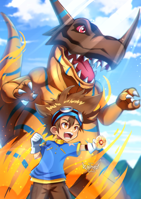 Taichi and Greymon - Digimon Adventure | FANART