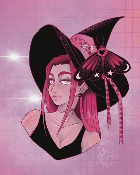 Dar pink witch portrait