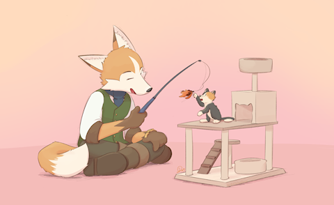 Fox and kitten