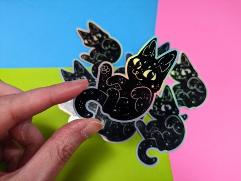 Holographic Space Cat Sticker