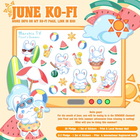 Floof's Summer June Ko-Fi rewards available now!
