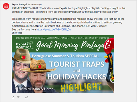 NEW: HIGHLIGHTS from Expats Portugal's Good Mornin
